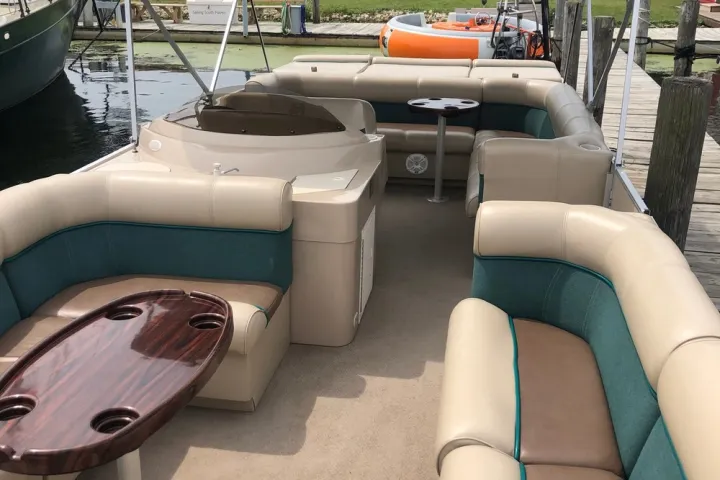 a boat that is sitting on a chair