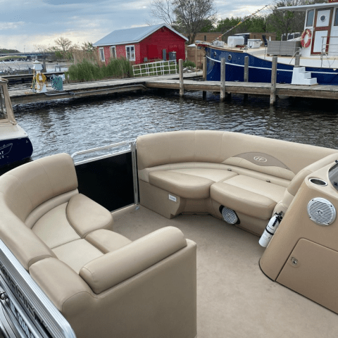 a boat that is sitting on a couch