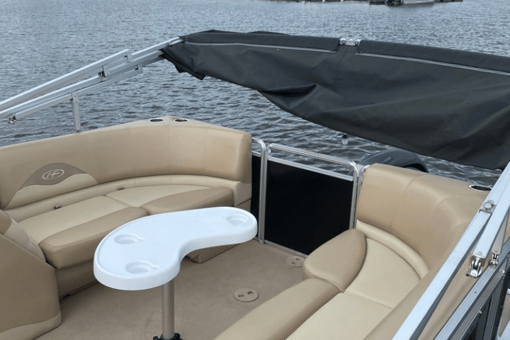 a boat parked next to a body of water