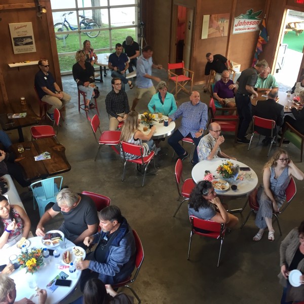 a group of people in a room