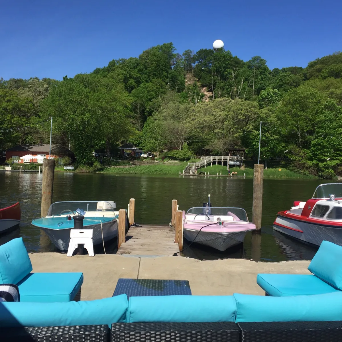 a river filled with lots of furniture