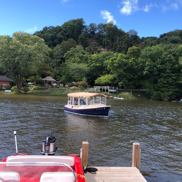 a small boat in a body of water