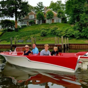 a small boat in a body of water